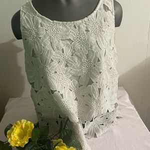 Womens white lace flower crop top summer shirt Womens
